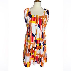 Vintage Marjorie Hamilton mod print sleeveless dress